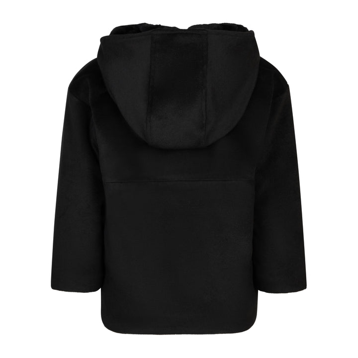 coat dressy wool button down with hood - black