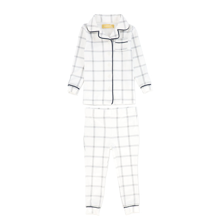 pajamas velour grandpa checked - gray/white