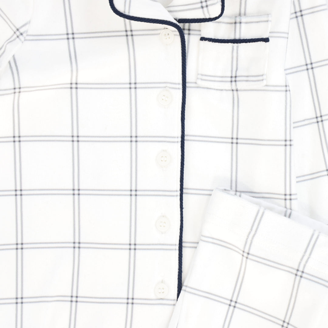 pajamas velour grandpa checked - gray/white