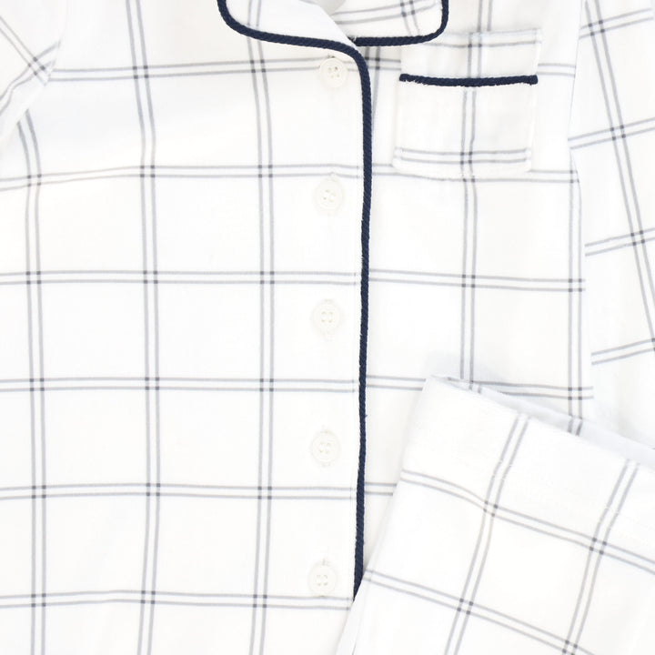 pajamas velour grandpa checked - gray/white