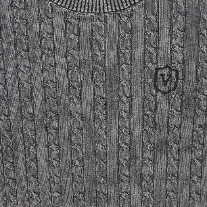 top l/s washed cable knit sweater - black