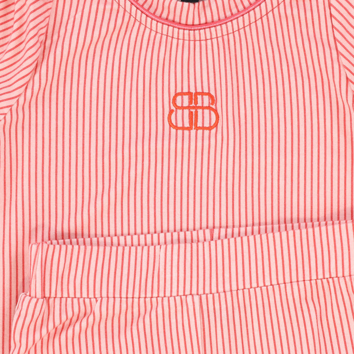 pajamas striped logo top and pants - red
