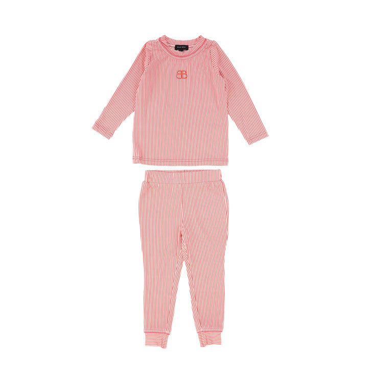 pajamas striped logo top and pants - red