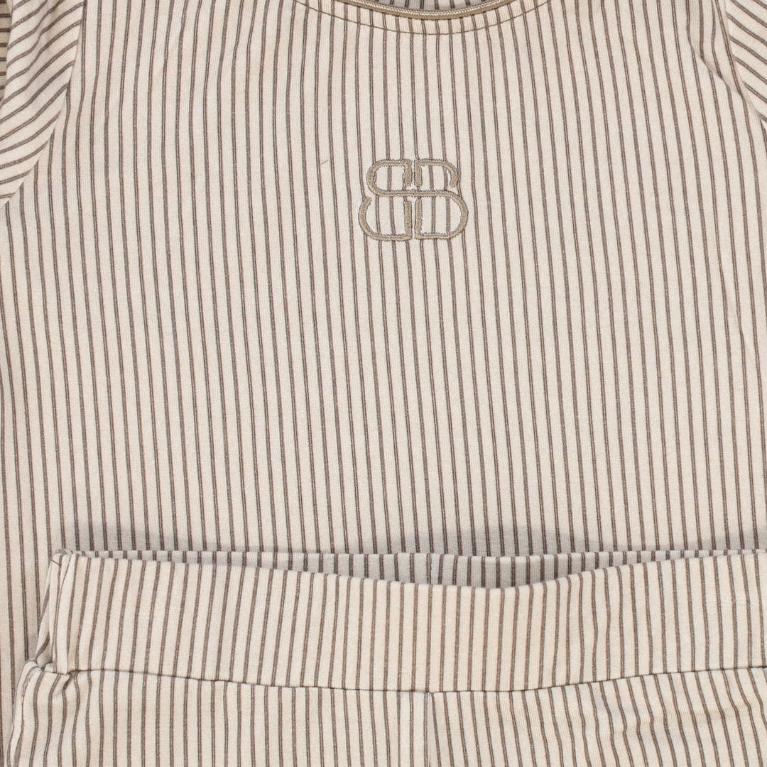 pajamas striped logo top and pants - gray/white