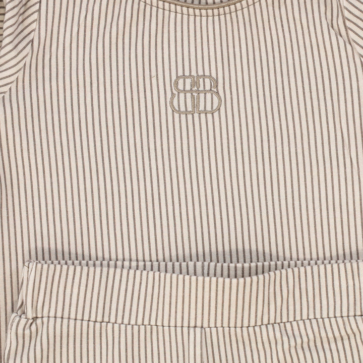 pajamas striped logo top and pants - gray/white