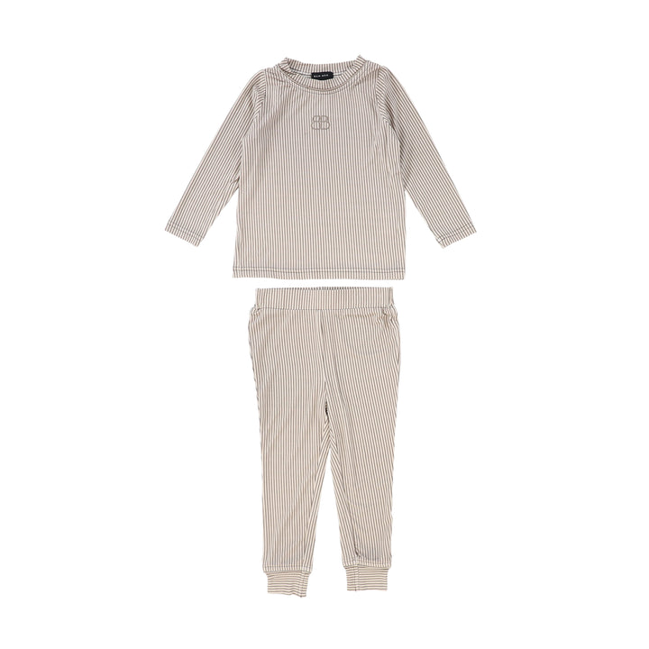 pajamas striped logo top and pants - gray/white