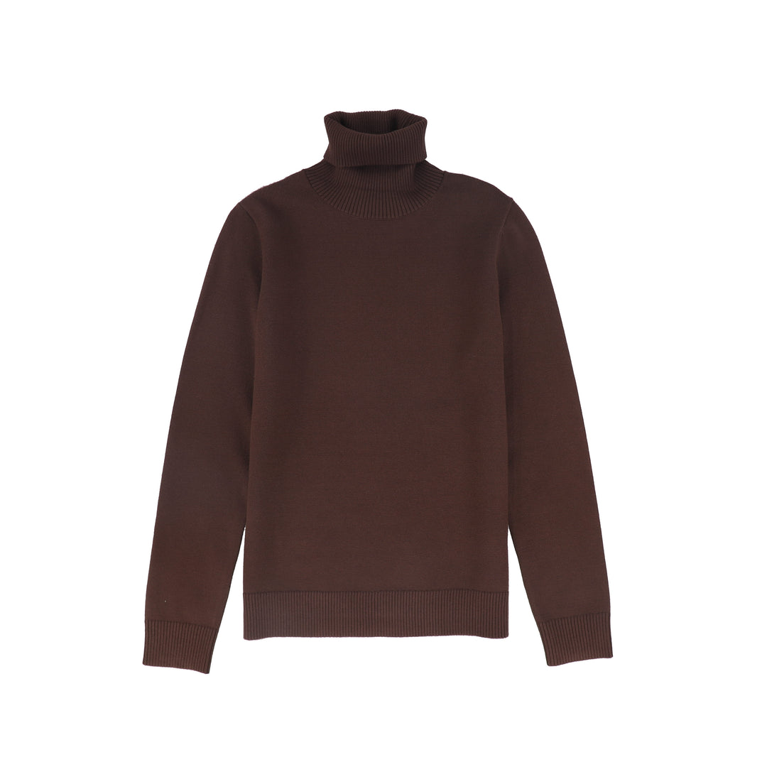 top l/s knit logo turtleneck - brown