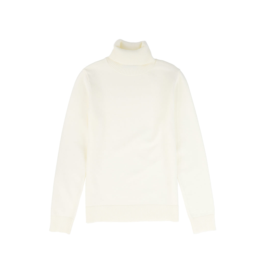 top l/s knit logo turtleneck - cream