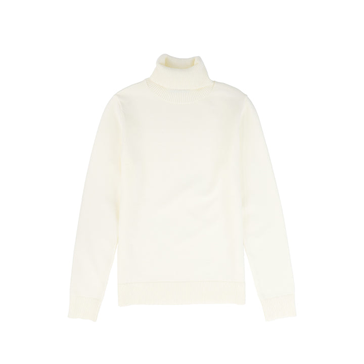 top l/s knit logo turtleneck - cream