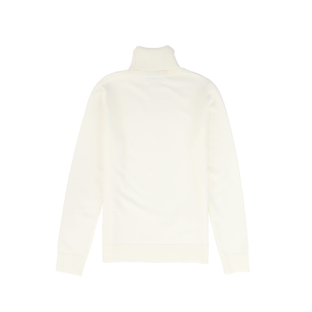 top l/s knit logo turtleneck - cream