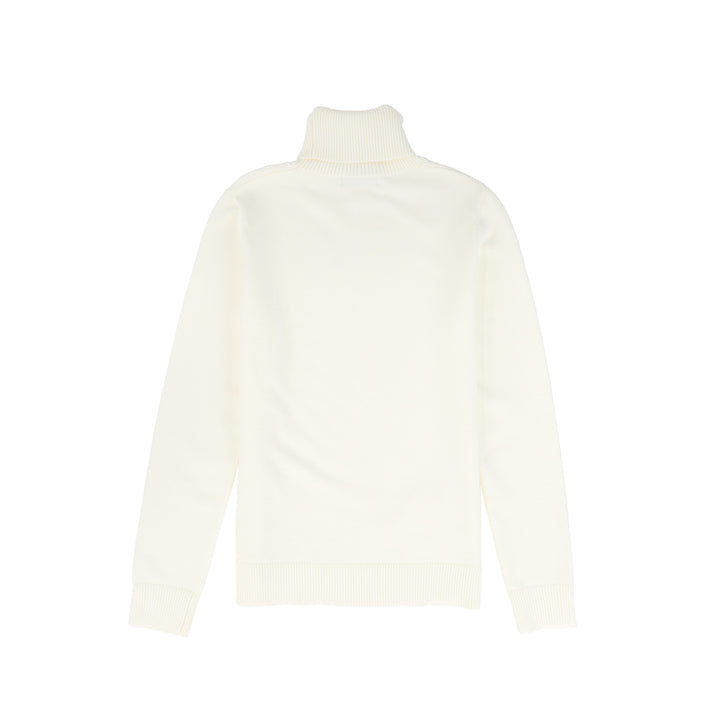 top l/s knit logo turtleneck - cream