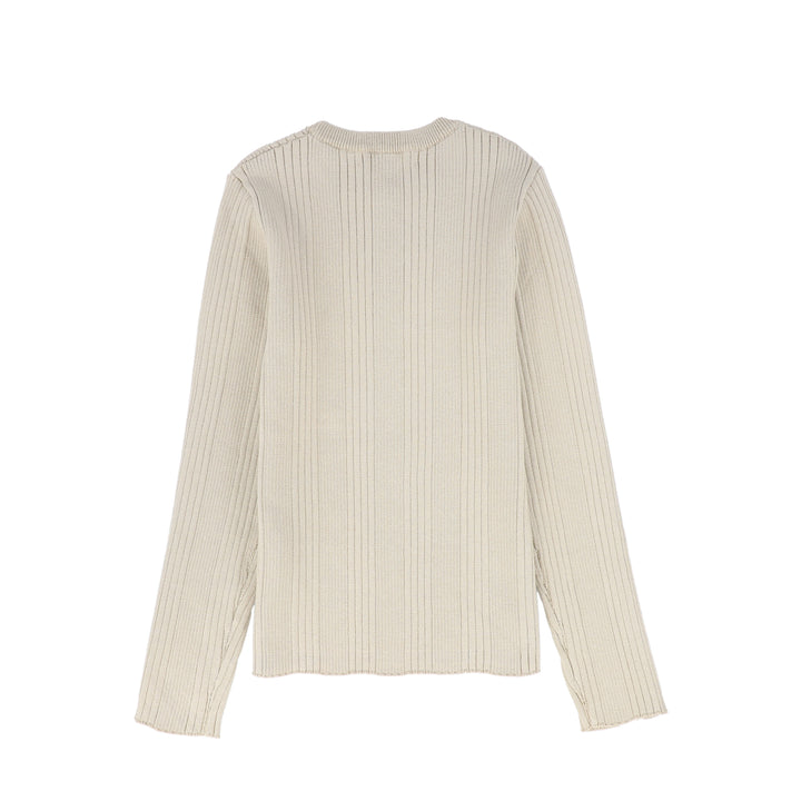 top l/s ribbed logo sweater - beige