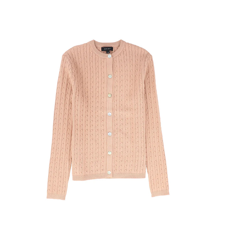 top l/s cable knit cardigan - pink