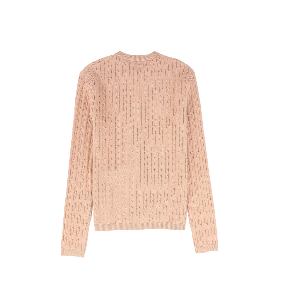 top l/s cable knit cardigan - pink