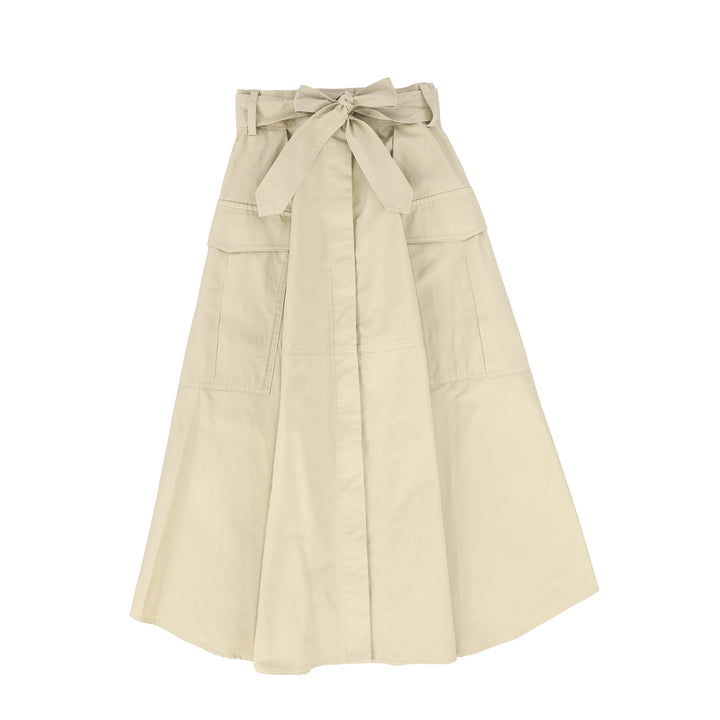 skirt trench style waist tie with side pockets - tan