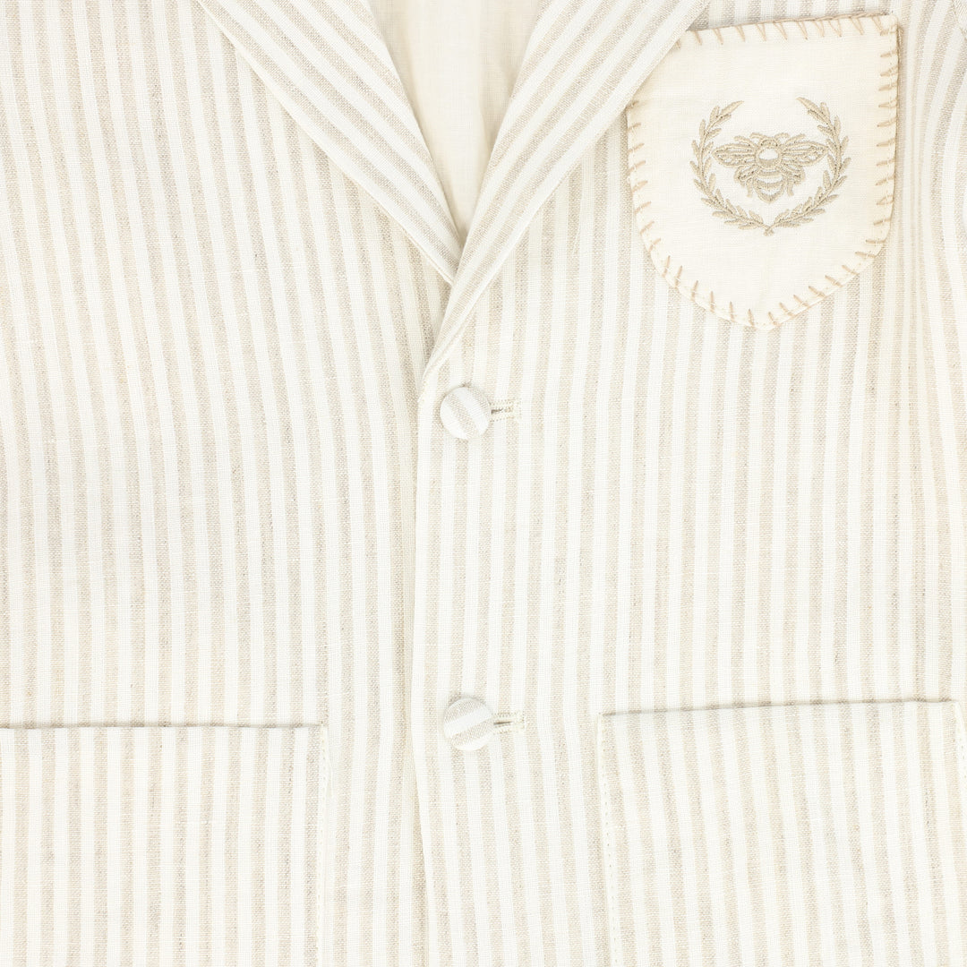 blazer stripe linen - tan