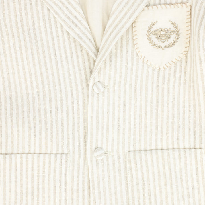 blazer stripe linen - tan