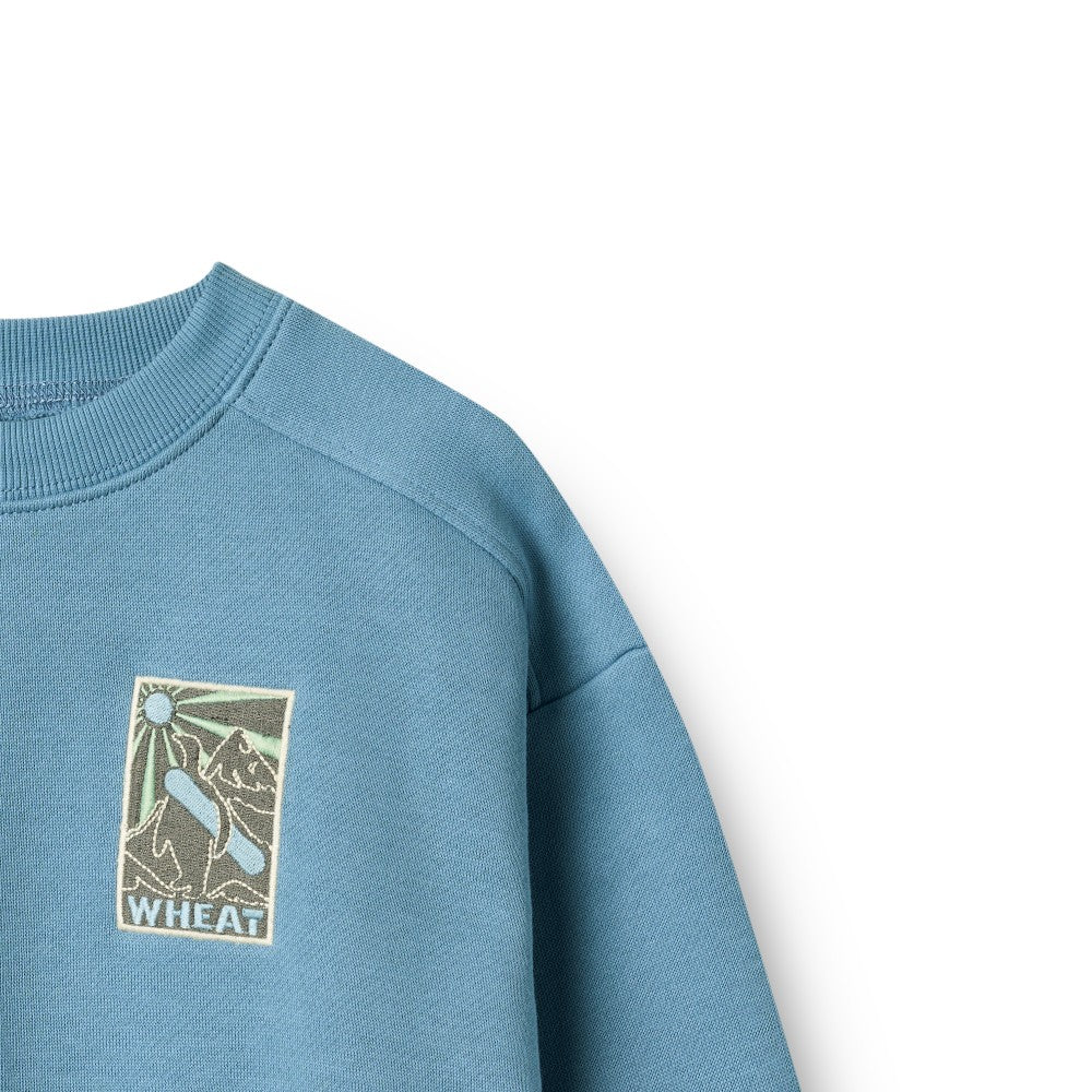 top l/s embroidered logo sweatshirt - winter blue