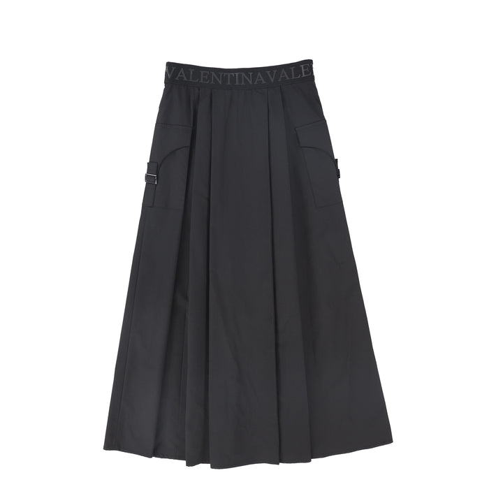 skirt poplin with side pockets - black