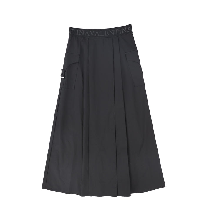 skirt poplin with side pockets - black