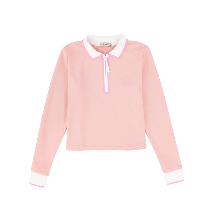 polo l/s half zip - pink