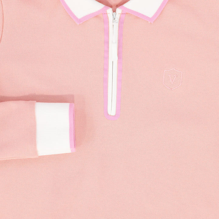 polo l/s half zip - pink