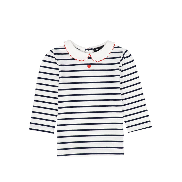 tee 3/4 striped with collar - navy/white