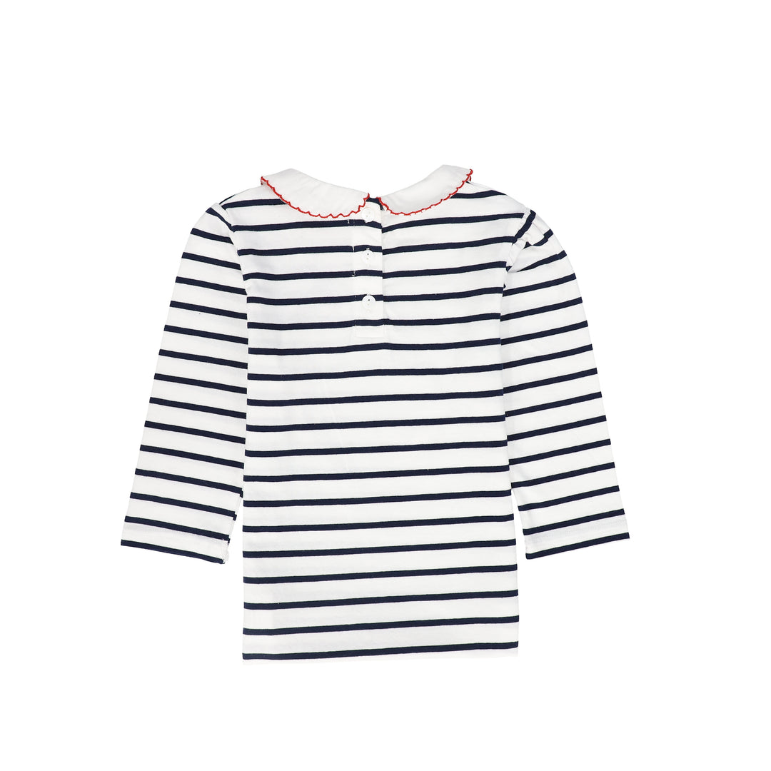 tee 3/4 striped with collar - navy/white