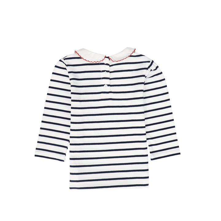 tee 3/4 striped with collar - navy/white
