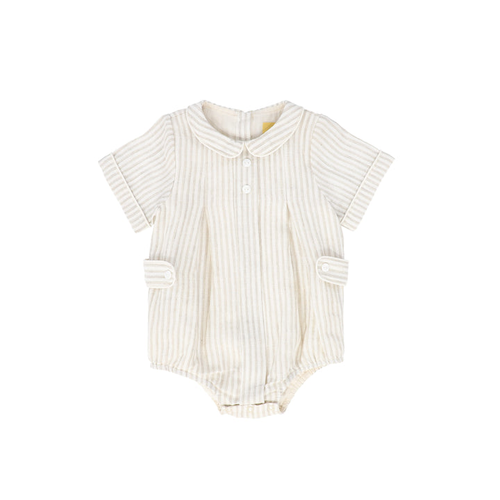 one piece linen stripe bubble - tan