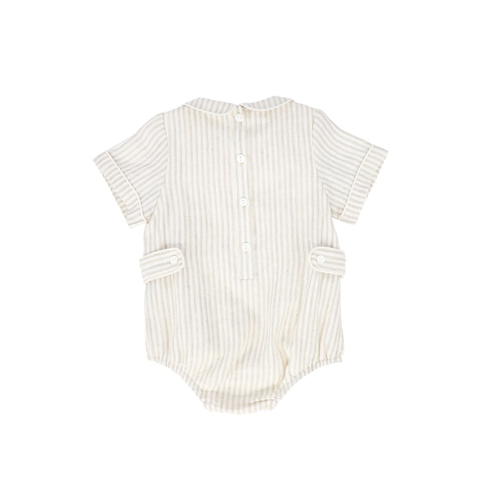 one piece linen stripe bubble - tan