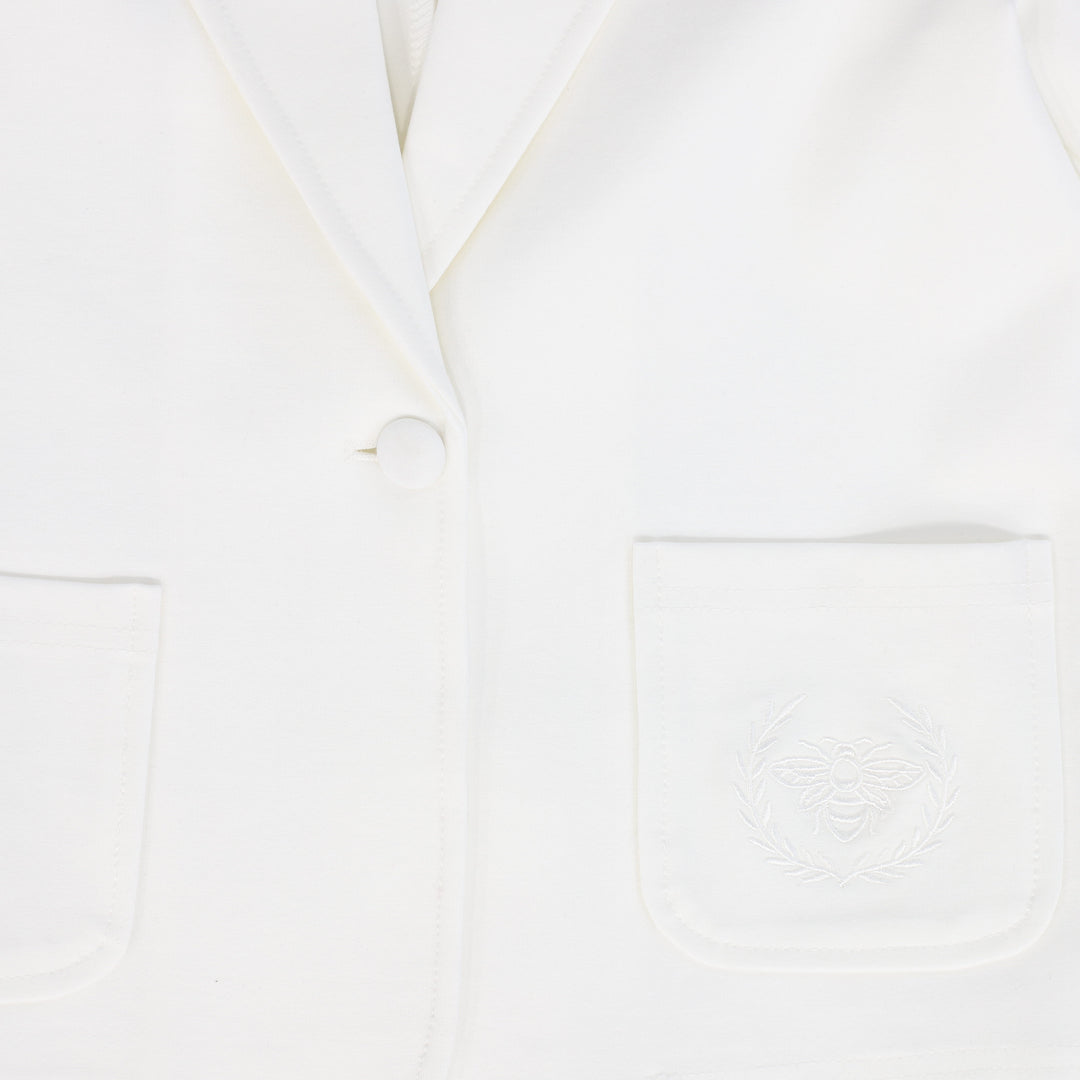 blazer ponti logo pocket - ivory