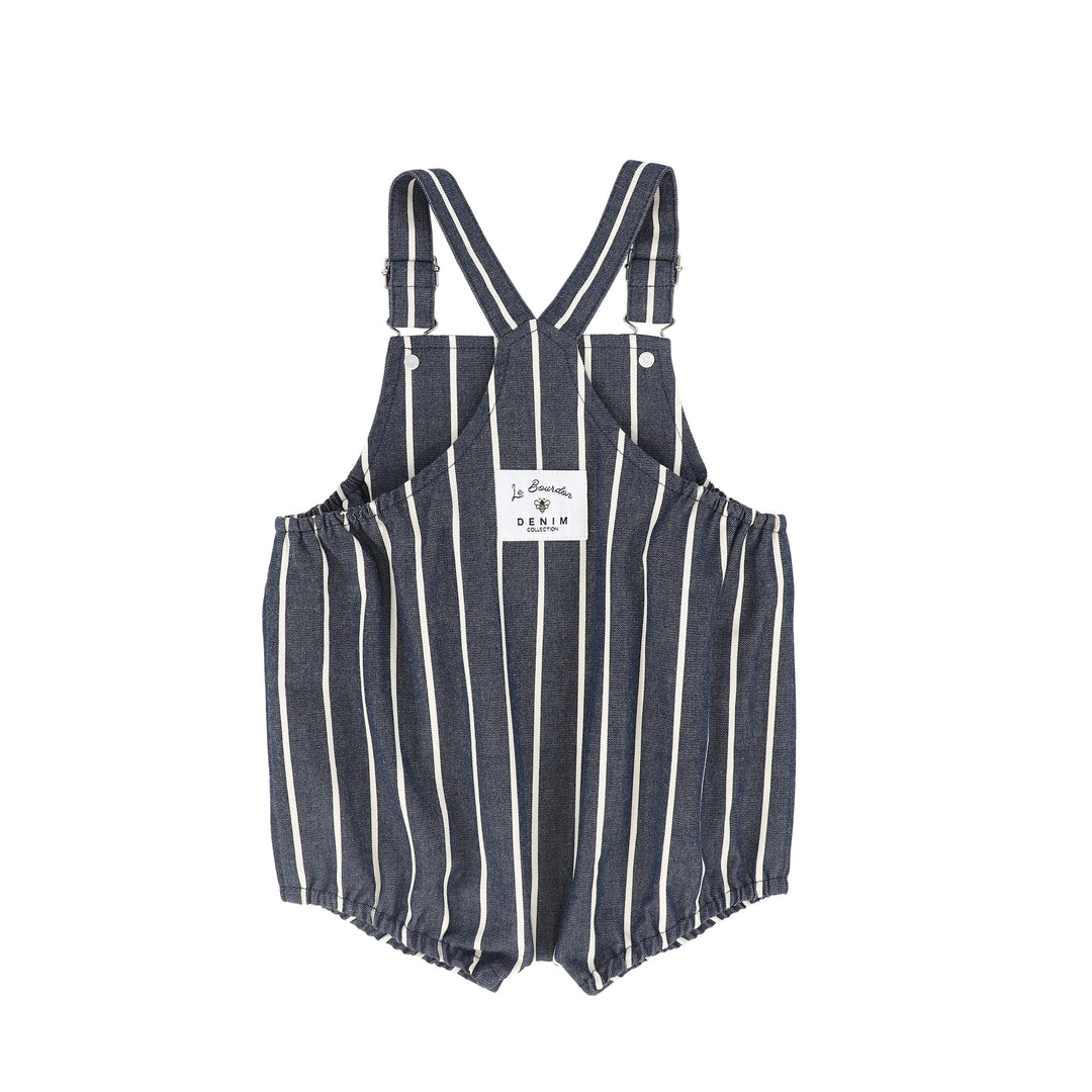 one piece stripe canvas romper - navy