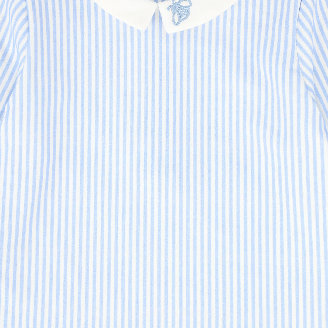 pajamas stripe with bee collar - light blue