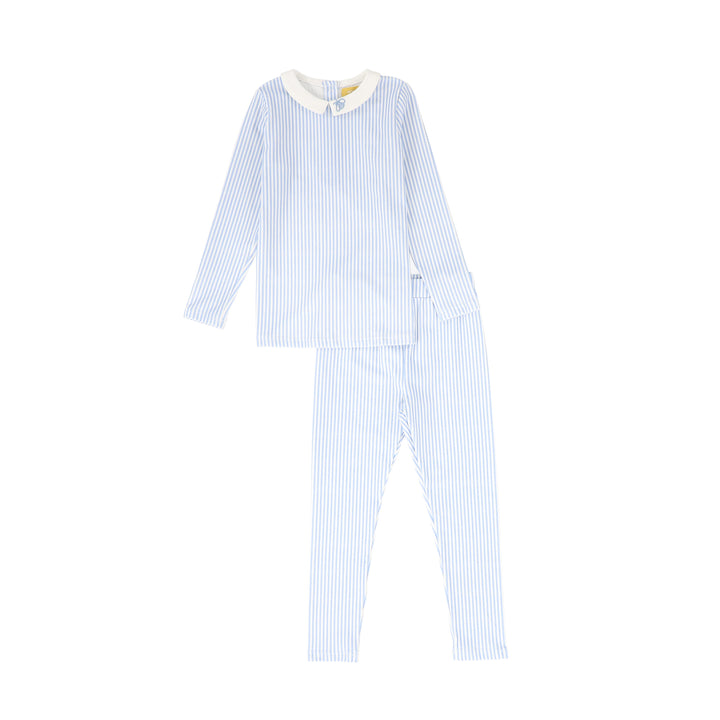 pajamas stripe with bee collar - light blue