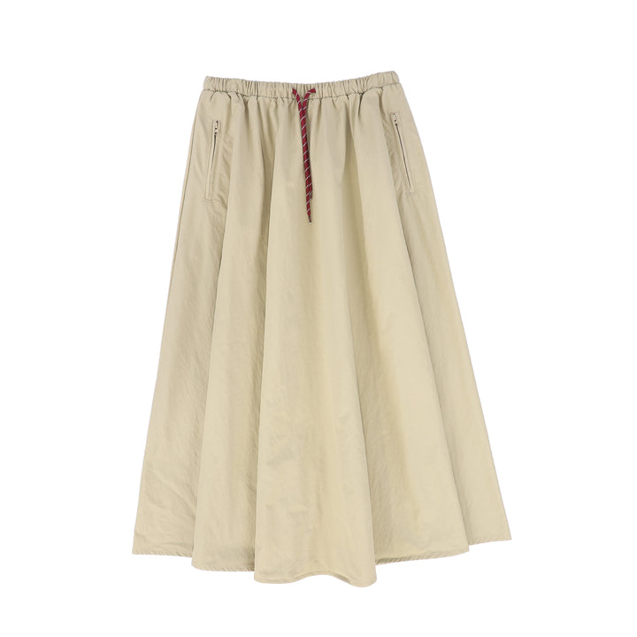 skirt parachute drawstring with zipper pockets - tan