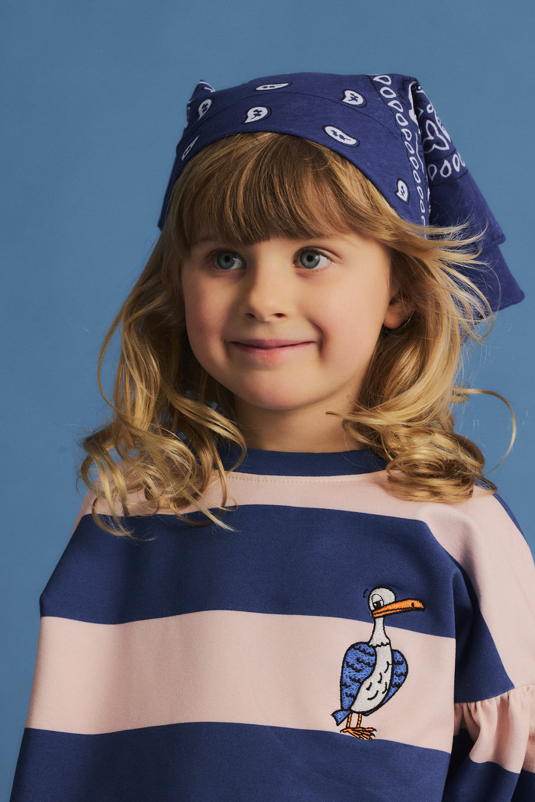 dress stripe bird sweat - blue