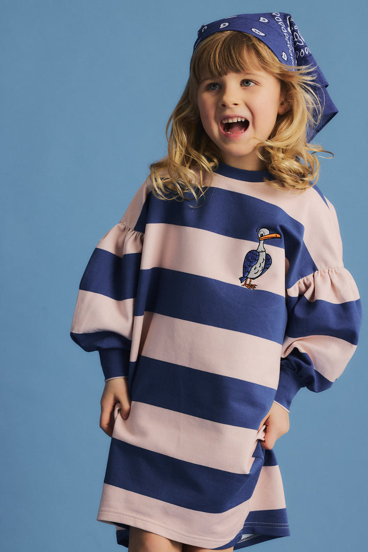 dress stripe bird sweat - blue