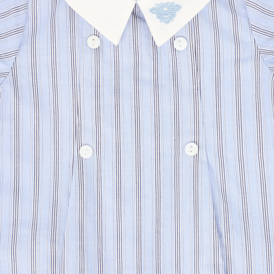 set outfit double button shirt with shorts - blue