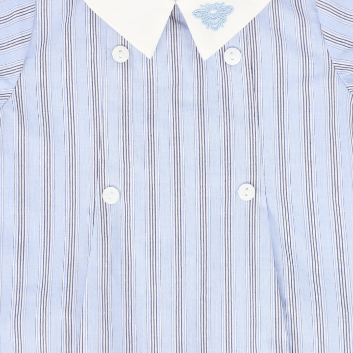 set outfit double button shirt with shorts - blue