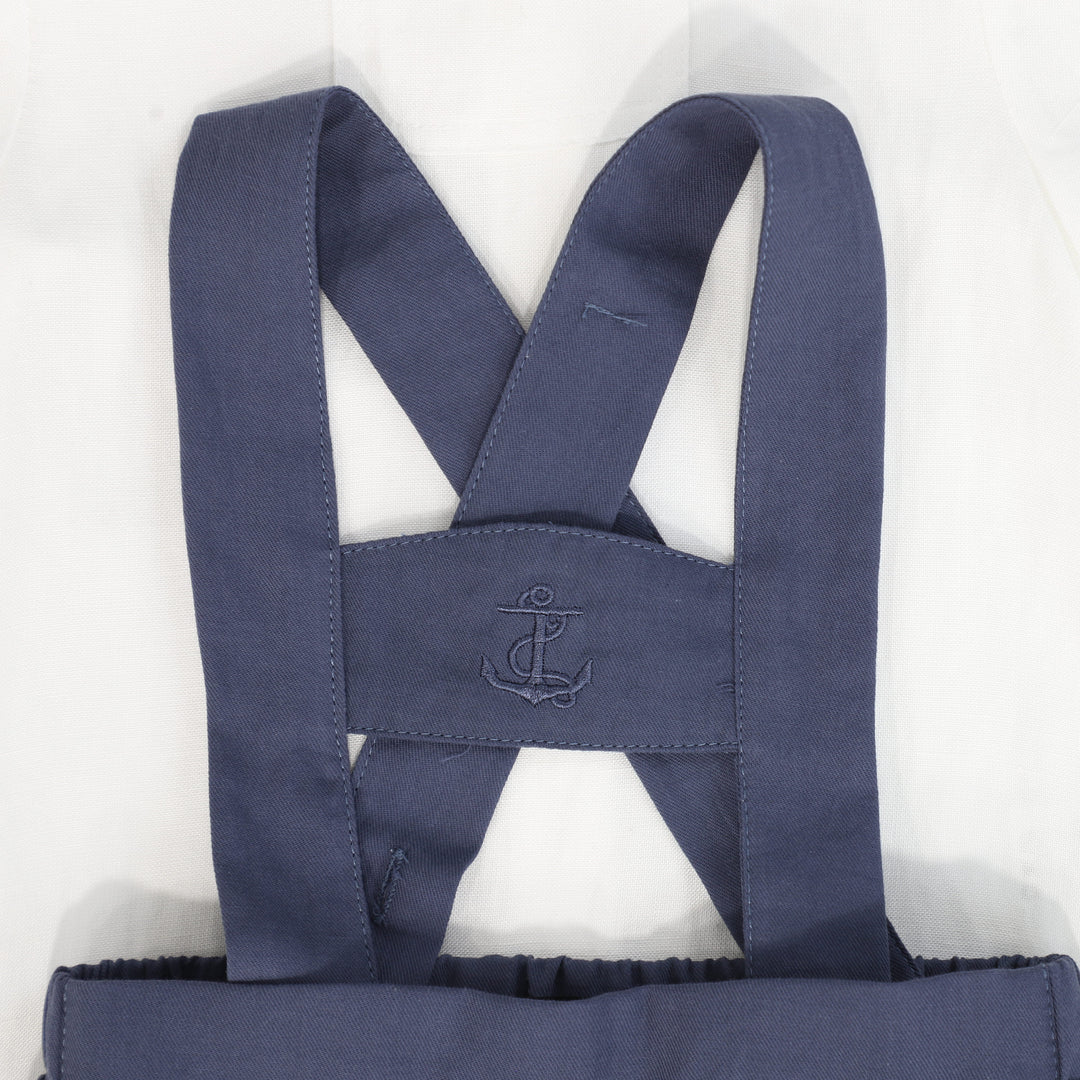 set outfit blouse and suspender shorts - navy/white