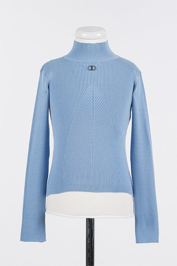 top l/s ribbed logo - frozen blue-11732