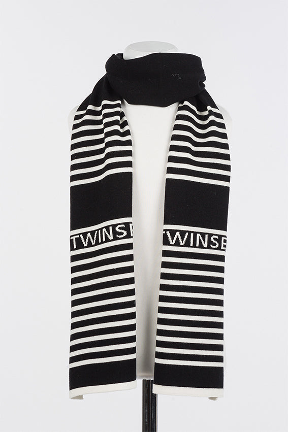 scarf logo knit - white/black-02722