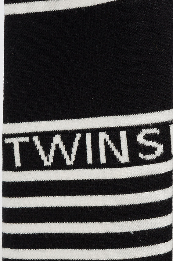 scarf logo knit - white/black-02722