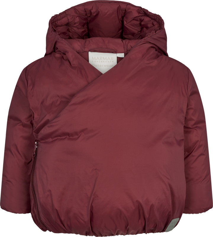 coat nylon side wrap with hood - deep ruby-3555