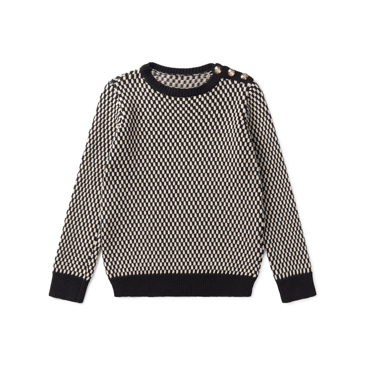 top l/s knit - black/beige