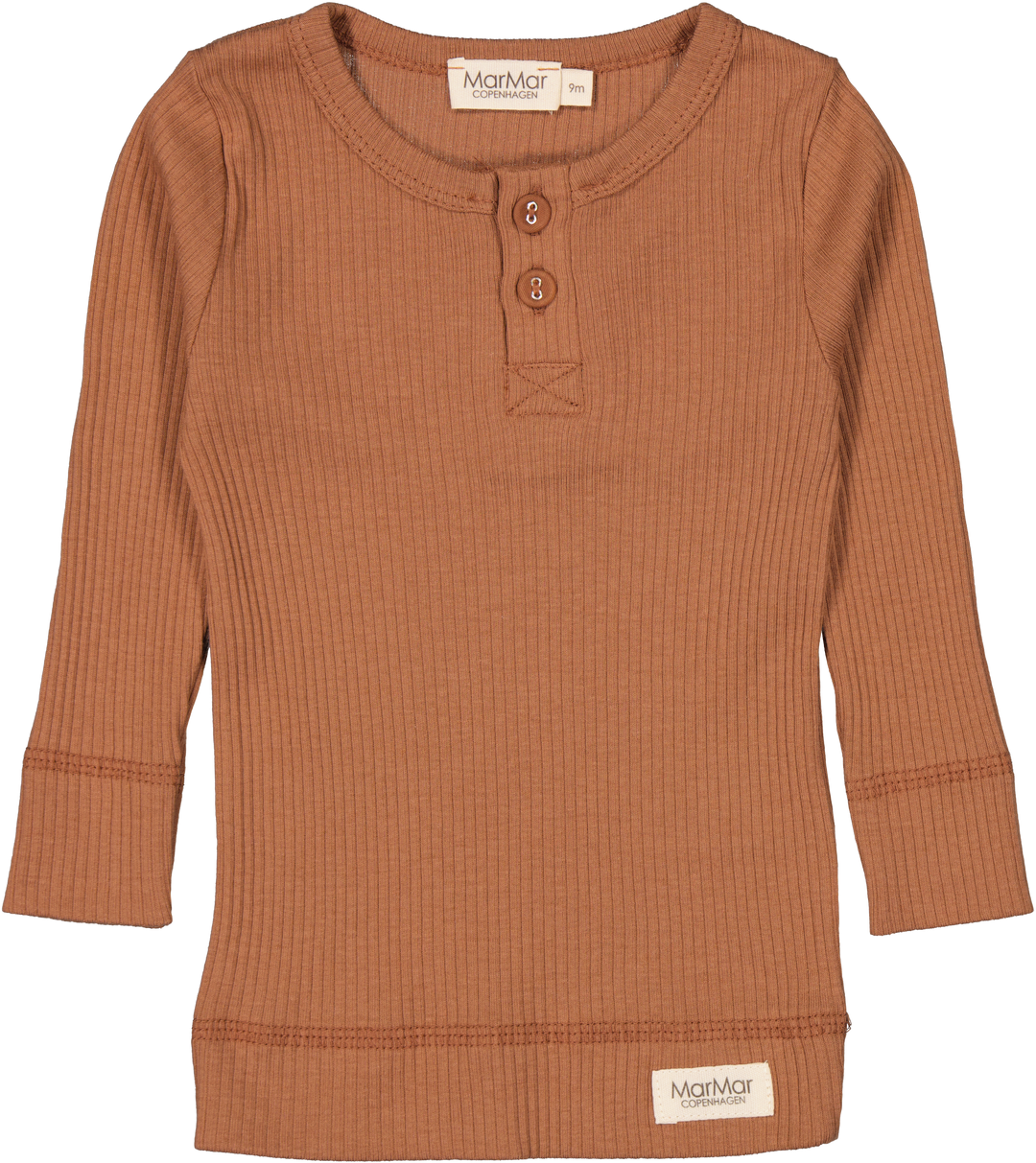 tee l/s henley ribbed - light pecan-6599