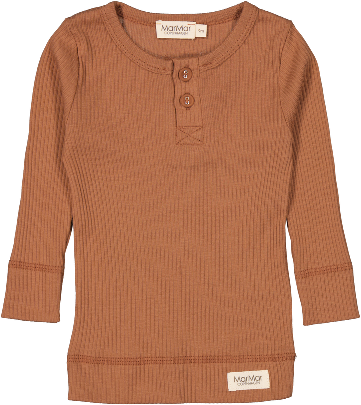 tee l/s henley ribbed - light pecan-6599