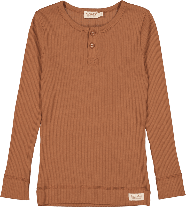 tee l/s henley ribbed - light pecan-6599