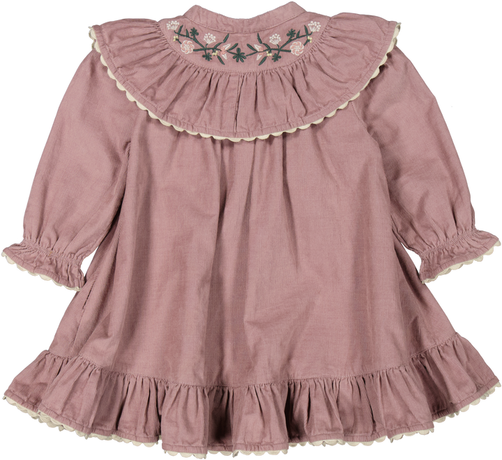 dress corduroy embroidered - dusty mauve-3523